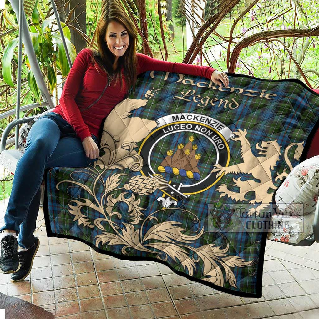 Tartan Vibes Clothing Mackenzie (Mckenzie) Tartan Quilt with Family Crest and Scottish Symbol Style