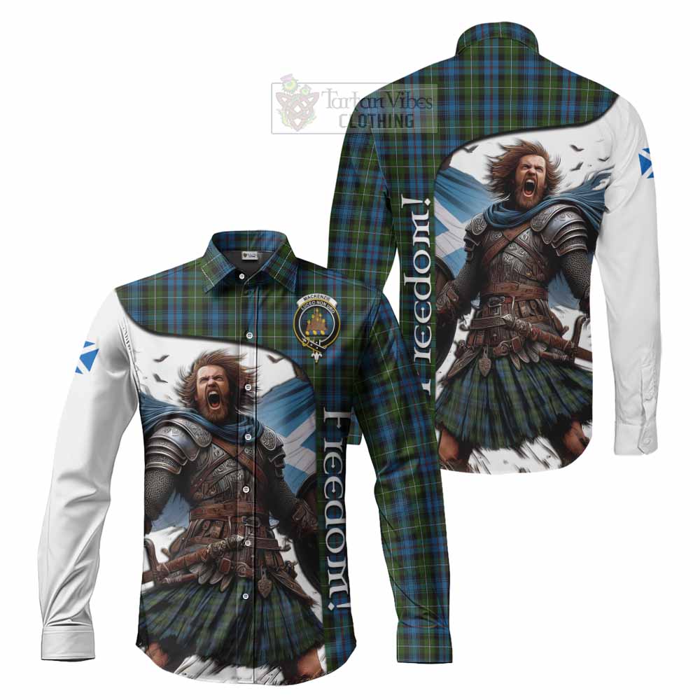 Tartan Vibes Clothing Mackenzie (Mckenzie) Crest Tartan Long Sleeve Button Shirt Inspired by the Freedom of Scottish Warrior