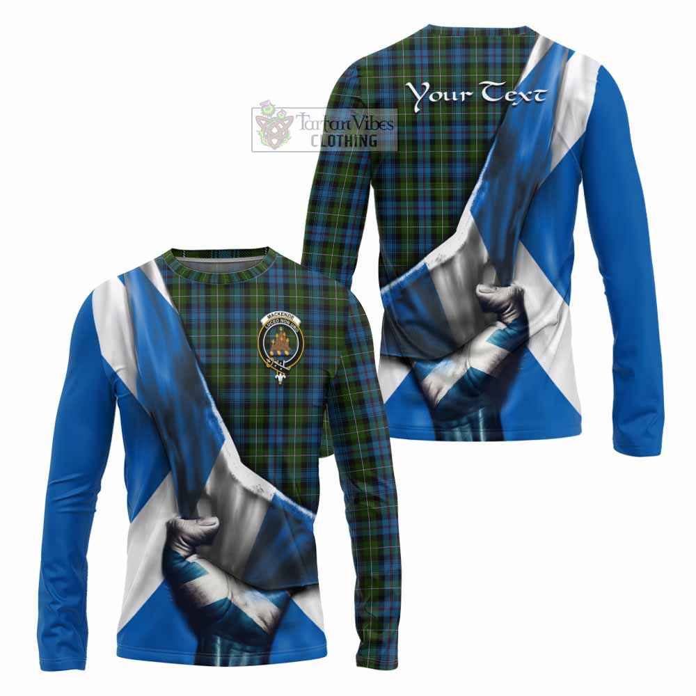 Tartan Vibes Clothing Mackenzie (Mckenzie) Tartan Long Sleeve T-Shirt with Family Crest Scotland Patriotic Style