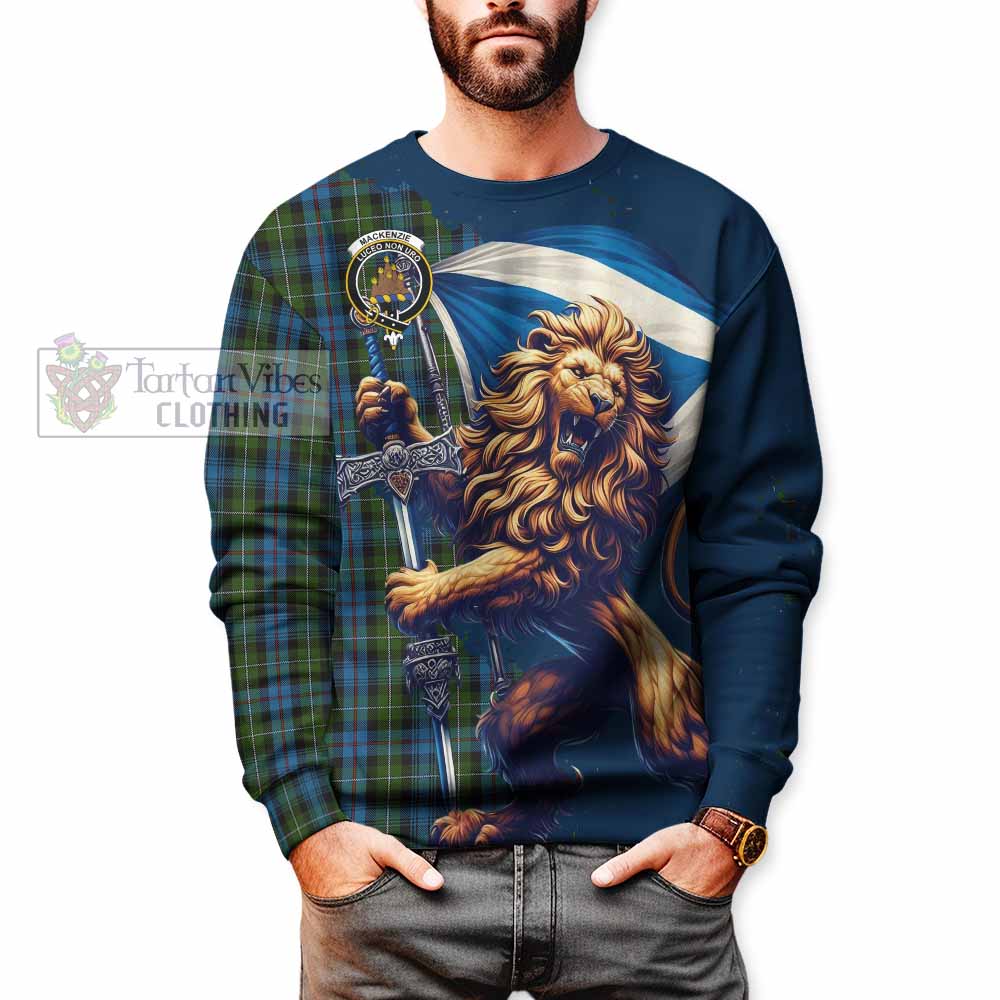 Tartan Vibes Clothing Mackenzie (Mckenzie) Tartan Family Crest Sweatshirt with Scottish Majestic Lion