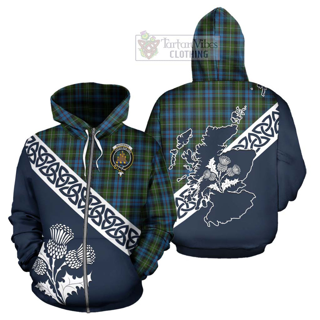 Tartan Vibes Clothing Mackenzie (Mckenzie) Tartan Hoodie Featuring Thistle and Scotland Map