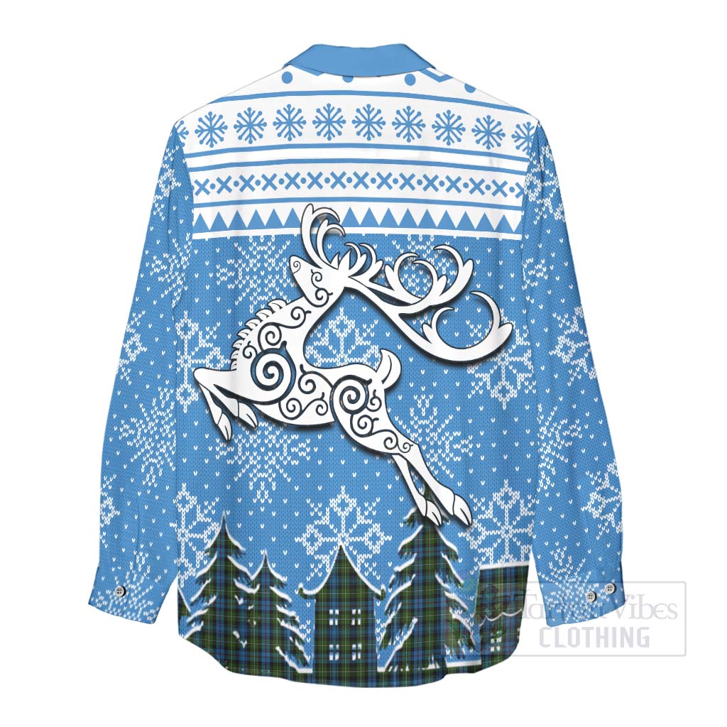 Tartan Vibes Clothing Mackenzie (Mckenzie) Clan Christmas Women's Casual Shirt Celtic Reindeer Style