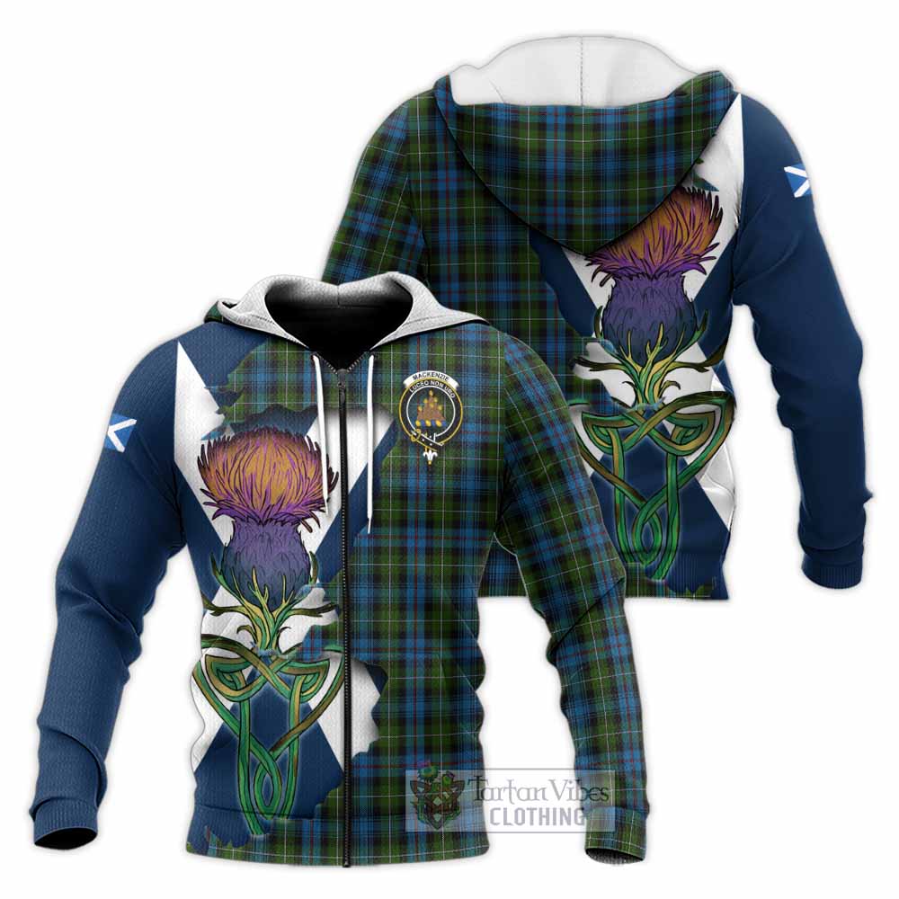 Mackenzie (Mckenzie) Tartan Family Crest Knitted Hoodie Scottish Thistle Celtic Inspired Unisex Knitted Zip Hoodie - Tartan Vibes Clothing