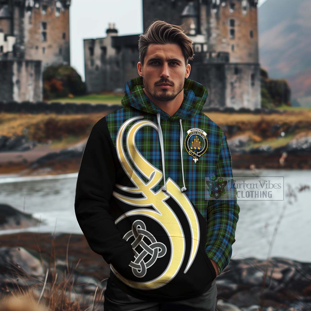 Tartan Vibes Clothing Mackenzie (Mckenzie) Tartan Cotton Hoodie with Family Crest and Celtic Symbol Style