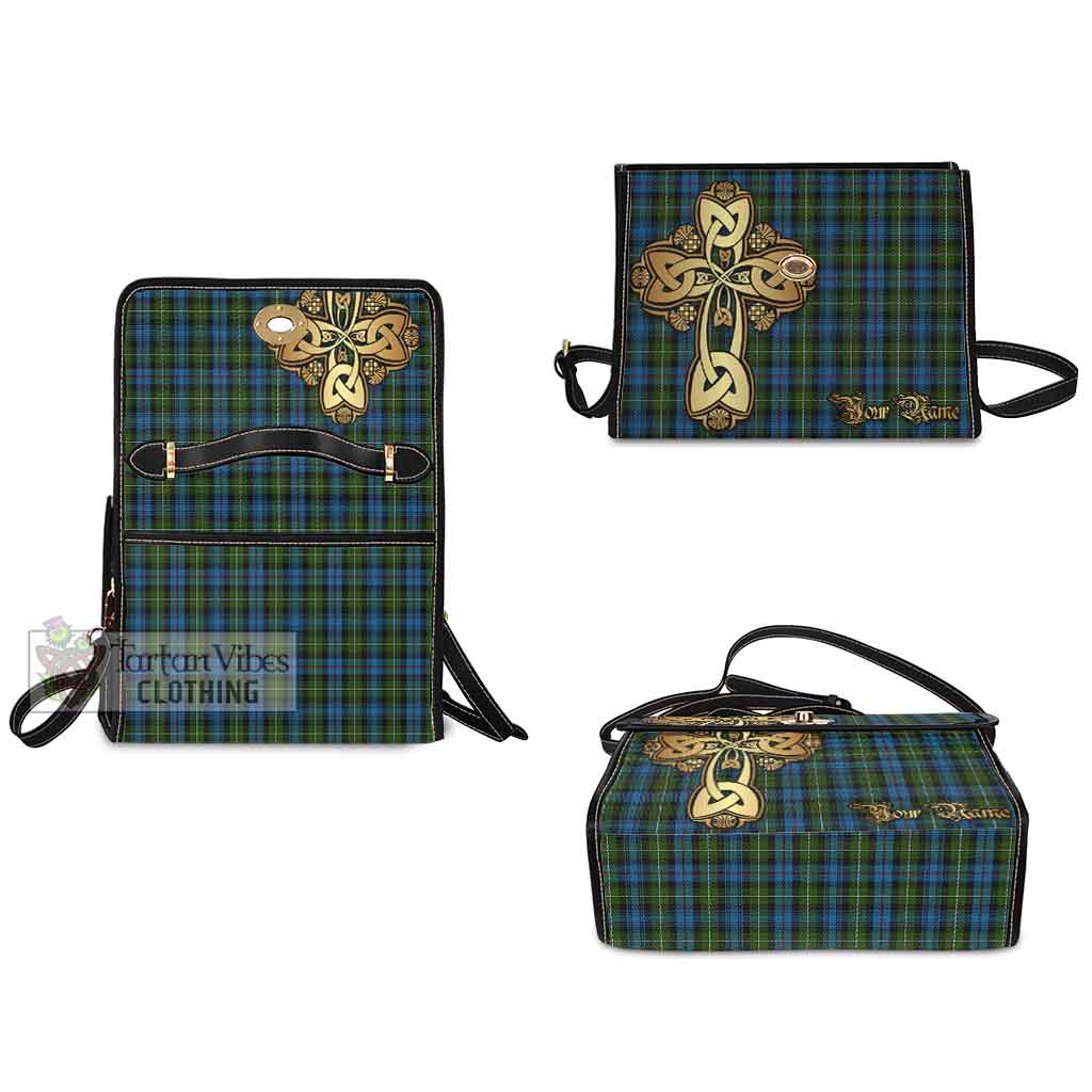 Tartan Vibes Clothing Mackenzie (Mckenzie) Tartan Waterproof Canvas Bag Golden Thistle Celtic Cross Style