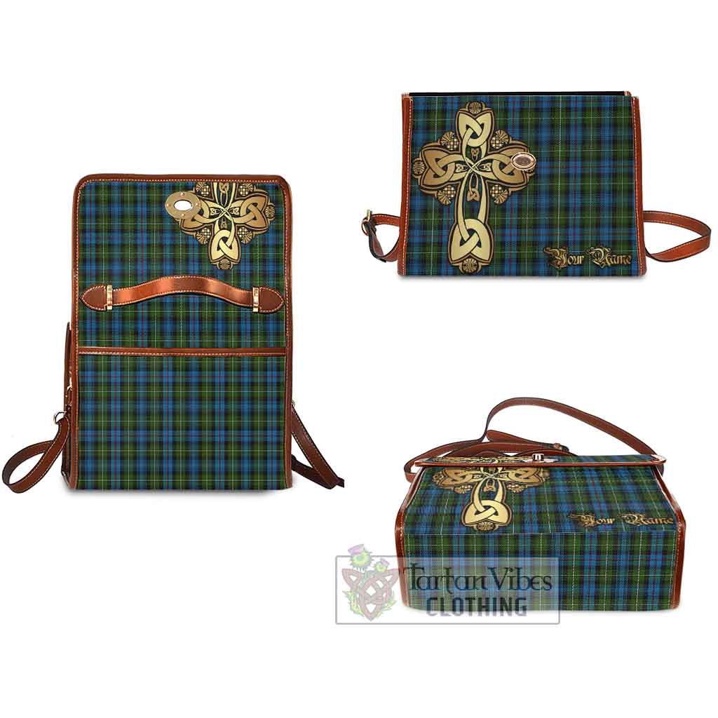 Tartan Vibes Clothing Mackenzie (Mckenzie) Tartan Waterproof Canvas Bag Golden Thistle Celtic Cross Style