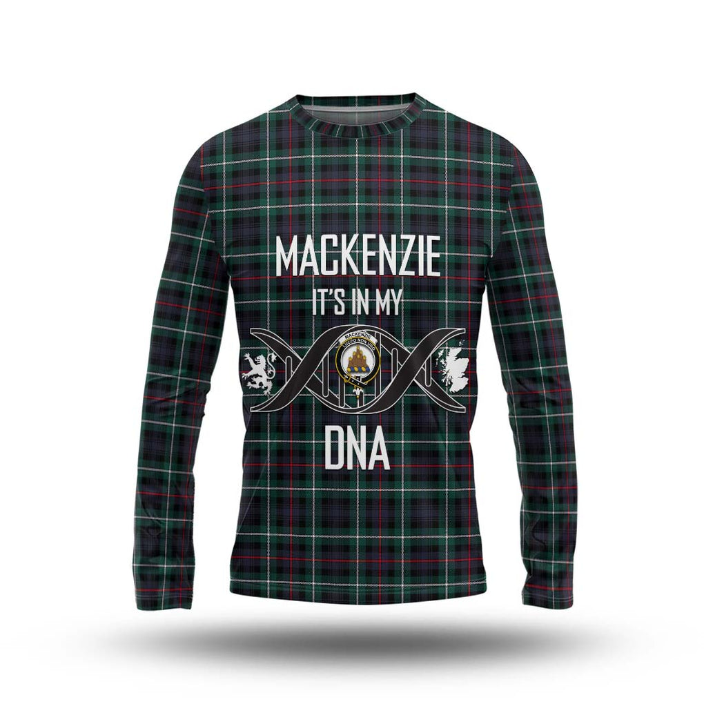 Mackenzie Modern Tartan Long Sleeve T-Shirt with Family Crest DNA In Me Style Unisex - Tartanvibesclothing Shop