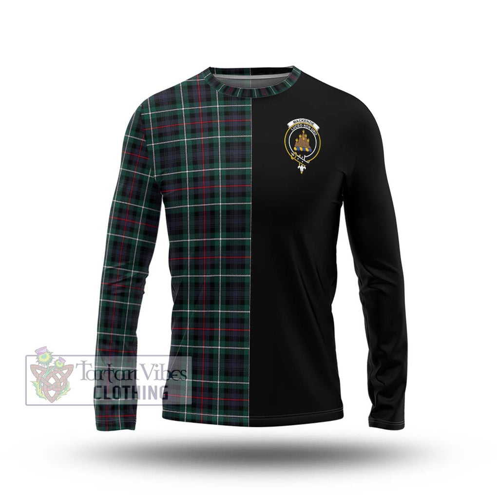 Mackenzie Modern Tartan Long Sleeve T-Shirt with Family Crest and Half Of Me Style Unisex - Tartanvibesclothing Shop