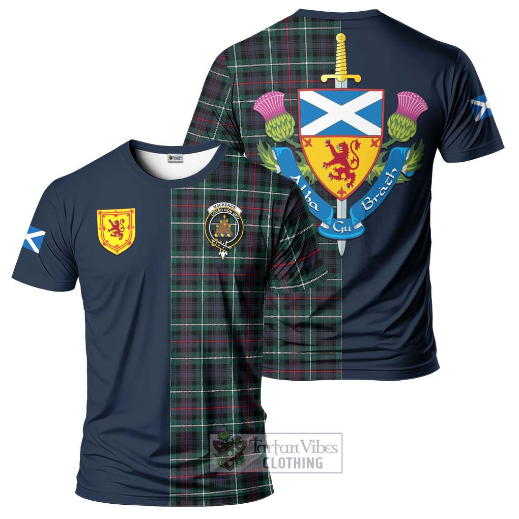 Tartan Vibes Clothing Mackenzie Modern Tartan T-Shirt Alba with Scottish Lion Royal Arm Half Style