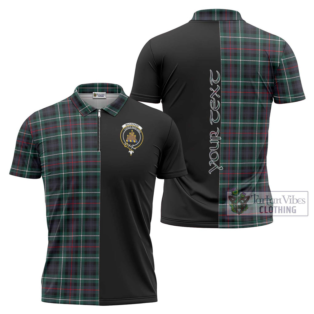 Mackenzie Modern Tartan Zipper Polo Shirt with Family Crest and Half Of Me Style Unisex - Tartanvibesclothing Shop