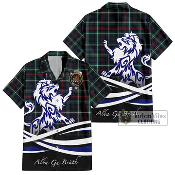 Mackenzie Modern Tartan Short Sleeve Button Shirt with Alba Gu Brath Regal Lion Emblem