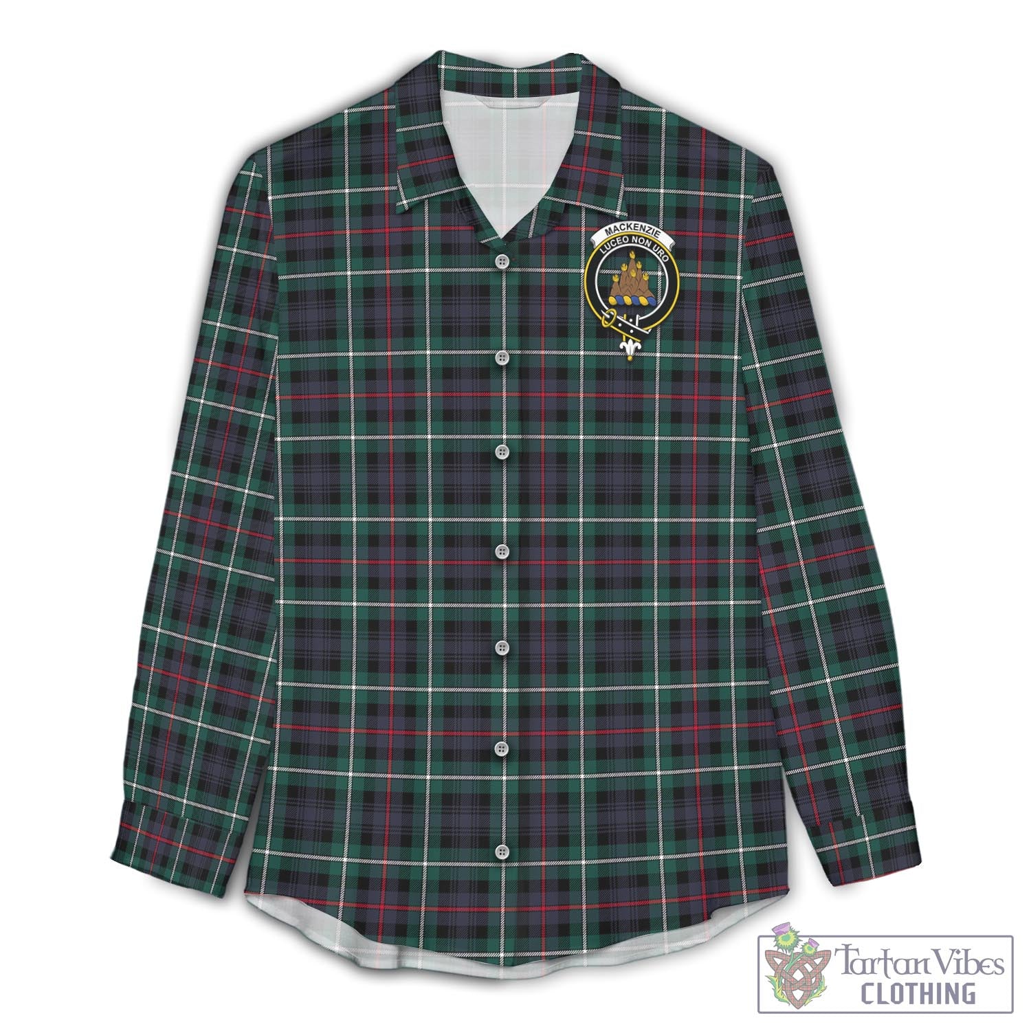 Tartan Vibes Clothing MacKenzie Modern Tartan Womens Casual Shirt with Family Crest