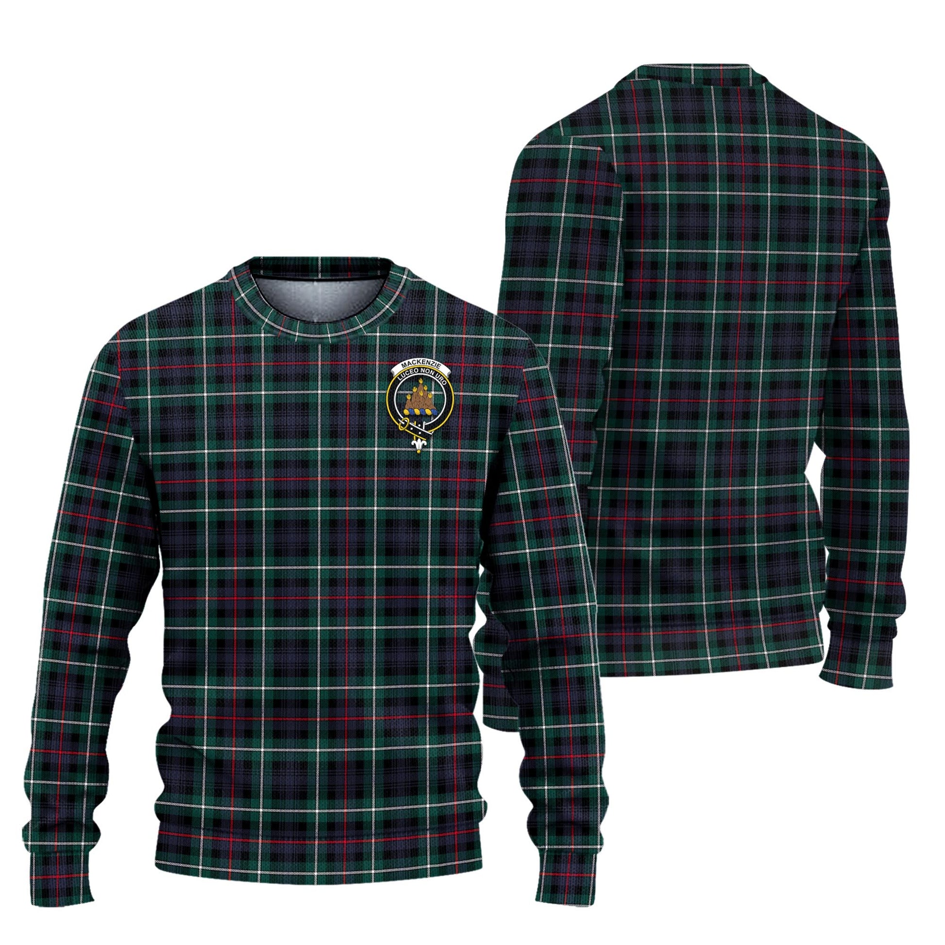 MacKenzie Modern Tartan Knitted Sweater with Family Crest Unisex - Tartanvibesclothing