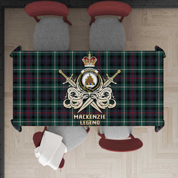 MacKenzie Modern Tartan Tablecloth with Clan Crest and the Golden Sword of Courageous Legacy