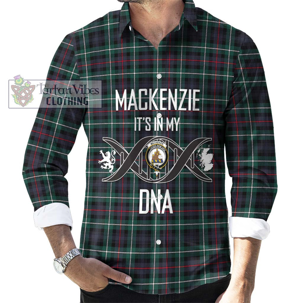 Mackenzie Modern Tartan Long Sleeve Button Shirt with Family Crest DNA In Me Style Men's Shirt S - Tartanvibesclothing Shop