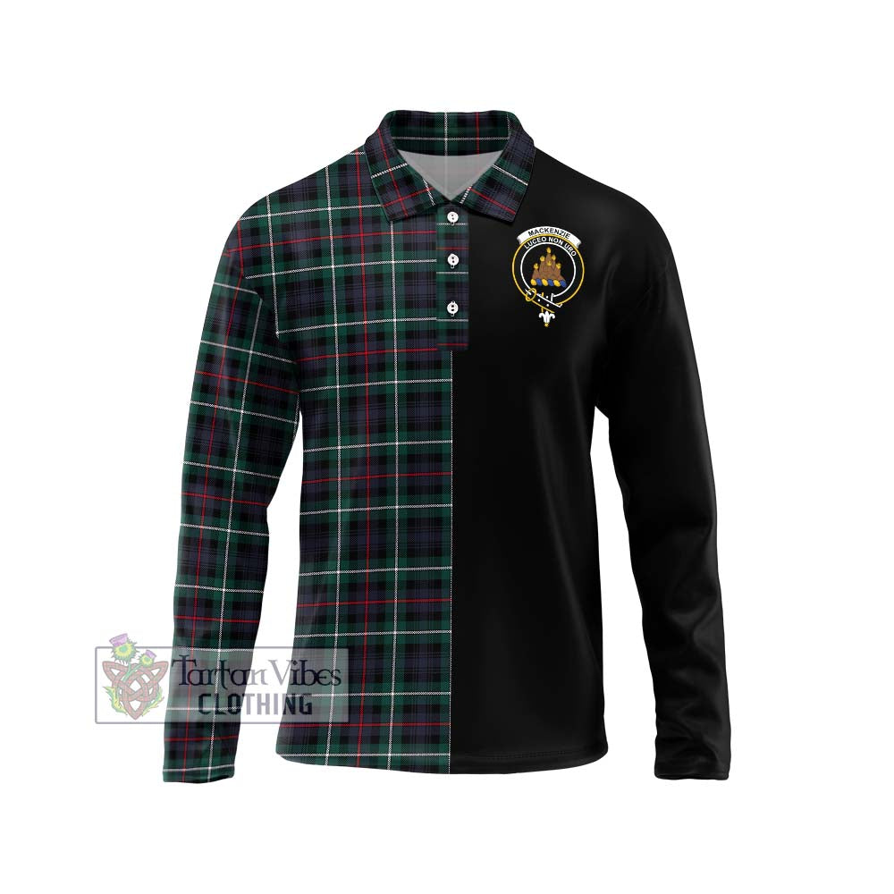 Mackenzie Modern Tartan Long Sleeve Polo Shirt with Family Crest and Half Of Me Style Unisex - Tartanvibesclothing Shop