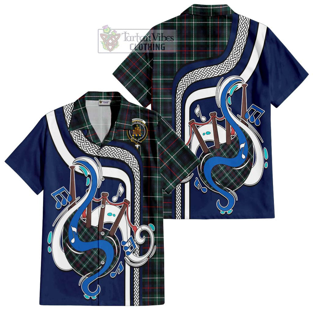 Mackenzie Modern Tartan Short Sleeve Button Shirt with Epic Bagpipe Style Kid - Tartanvibesclothing Shop