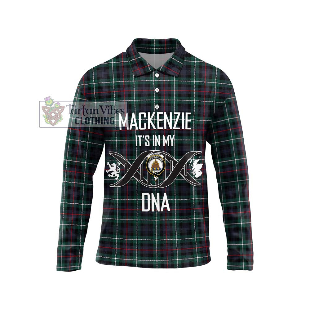 Mackenzie Modern Tartan Long Sleeve Polo Shirt with Family Crest DNA In Me Style Unisex - Tartanvibesclothing Shop