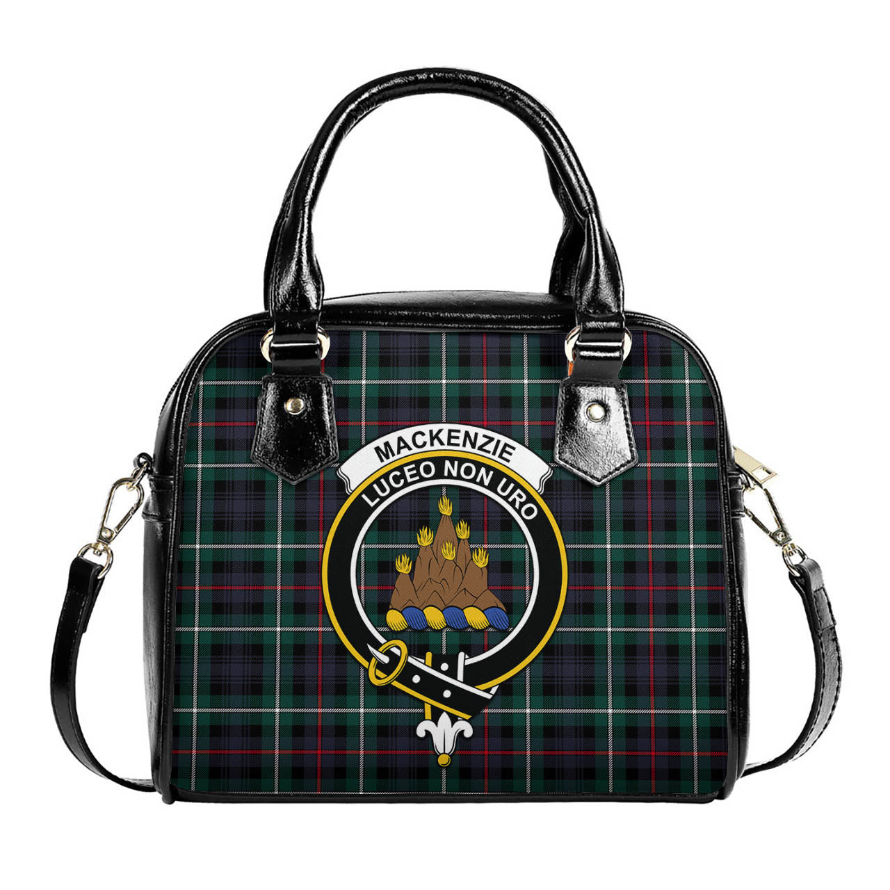 MacKenzie Modern Tartan Shoulder Handbags with Family Crest One Size 6*25*22 cm - Tartanvibesclothing