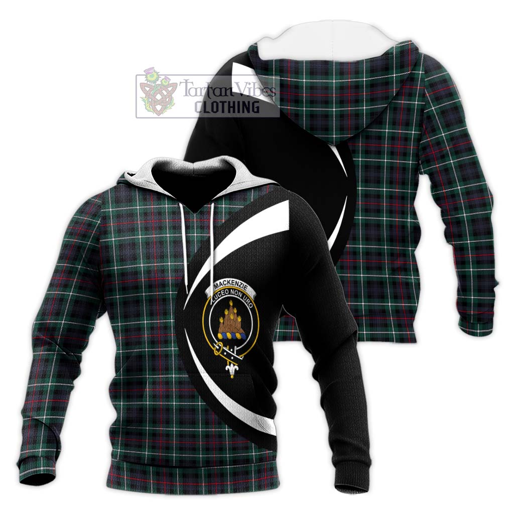 Mackenzie Modern Tartan Knitted Hoodie with Family Crest Circle Style Unisex Knitted Pullover Hoodie - Tartan Vibes Clothing