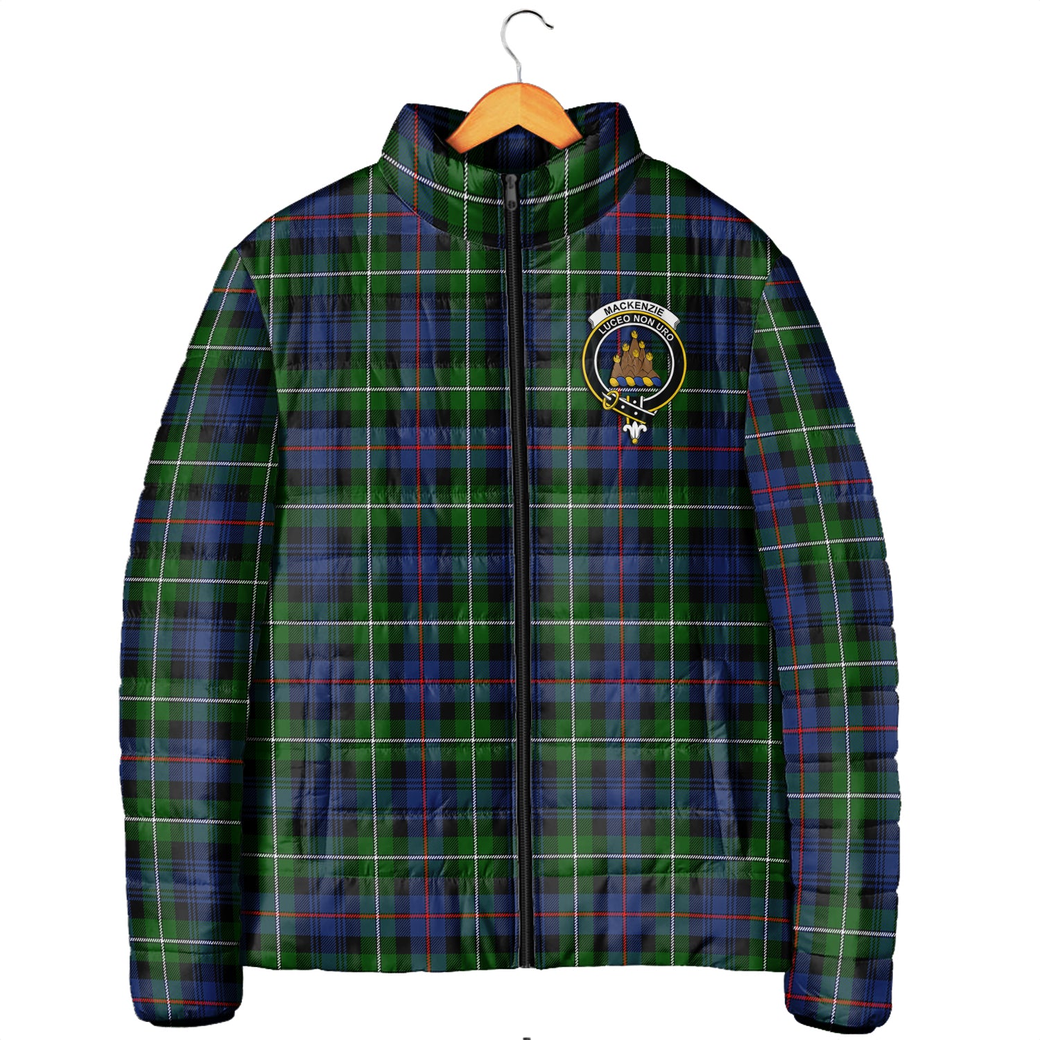 MacKenzie Modern Tartan Padded Jacket with Family Crest - Tartanvibesclothing