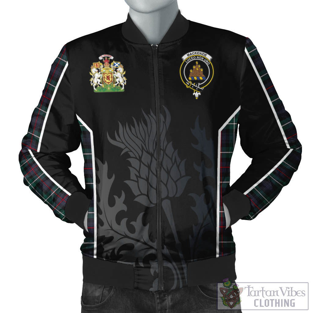 Tartan Vibes Clothing MacKenzie Modern Tartan Bomber Jacket with Family Crest and Scottish Thistle Vibes Sport Style