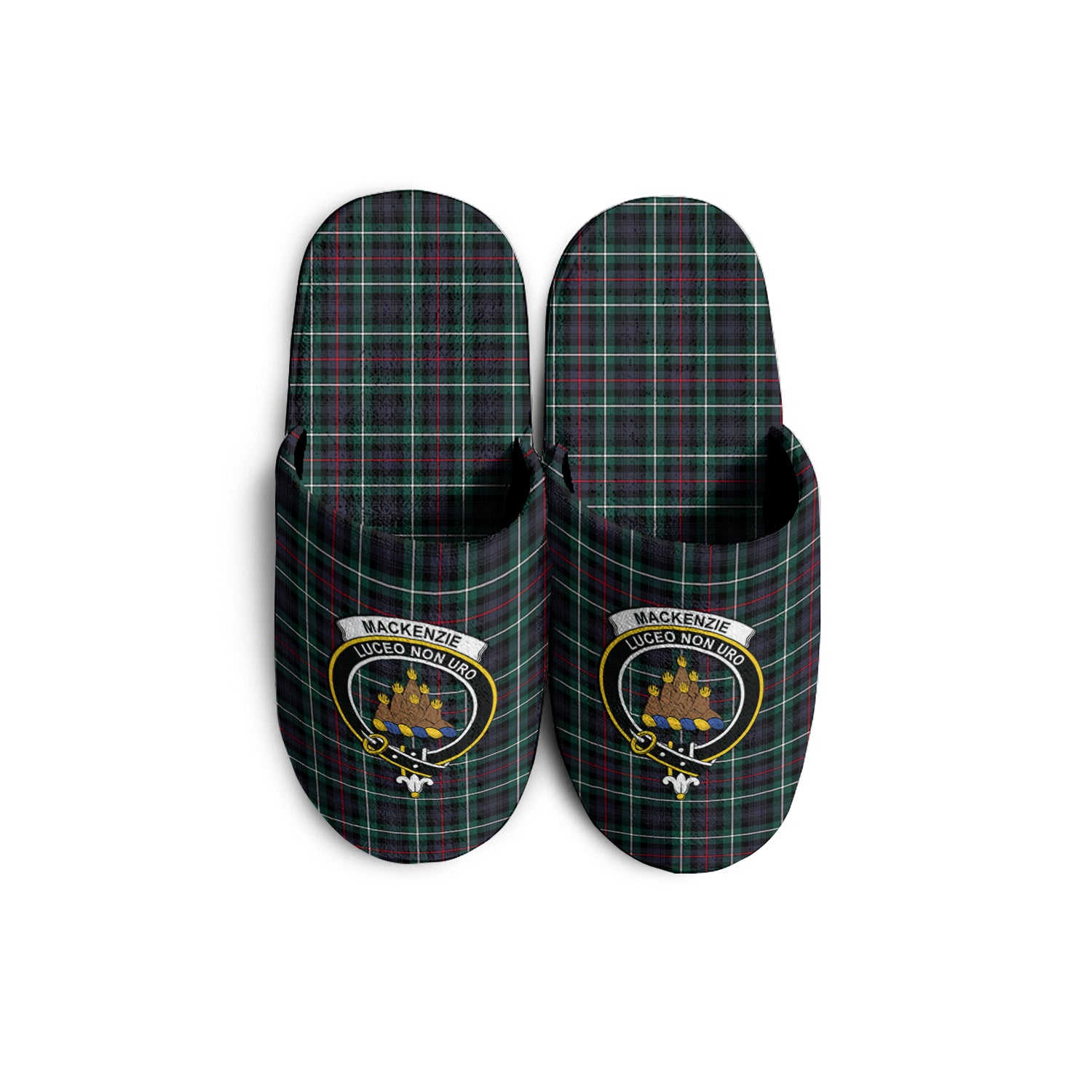 MacKenzie Modern Tartan Home Slippers with Family Crest - Tartanvibesclothing