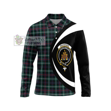 Mackenzie Modern Tartan Long Sleeve Polo Shirt with Family Crest Circle Style