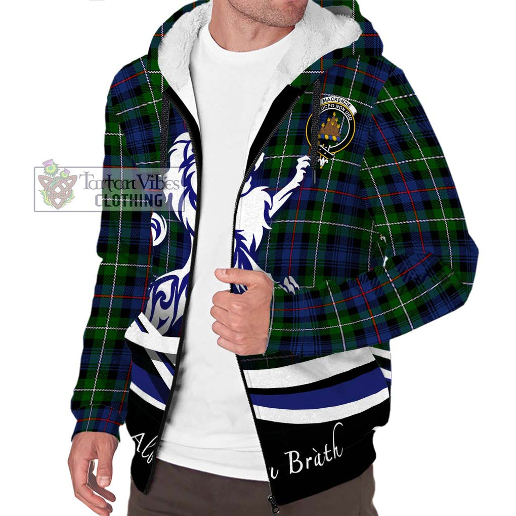 Tartan Vibes Clothing Mackenzie Modern #2 Tartan Sherpa Hoodie with Alba Gu Brath Regal Lion Emblem