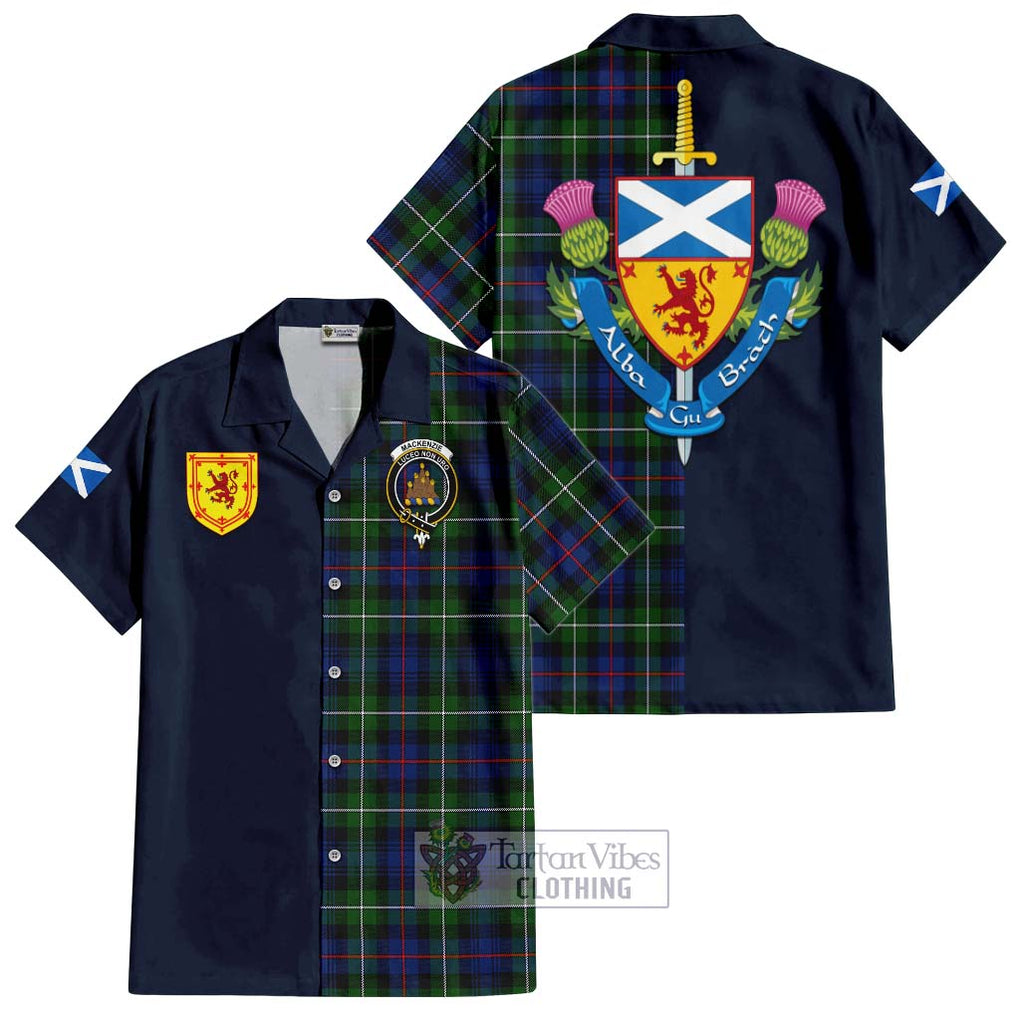 Tartan Vibes Clothing Mackenzie Modern #2 Tartan Short Sleeve Button Shirt with Scottish Lion Royal Arm Half Style