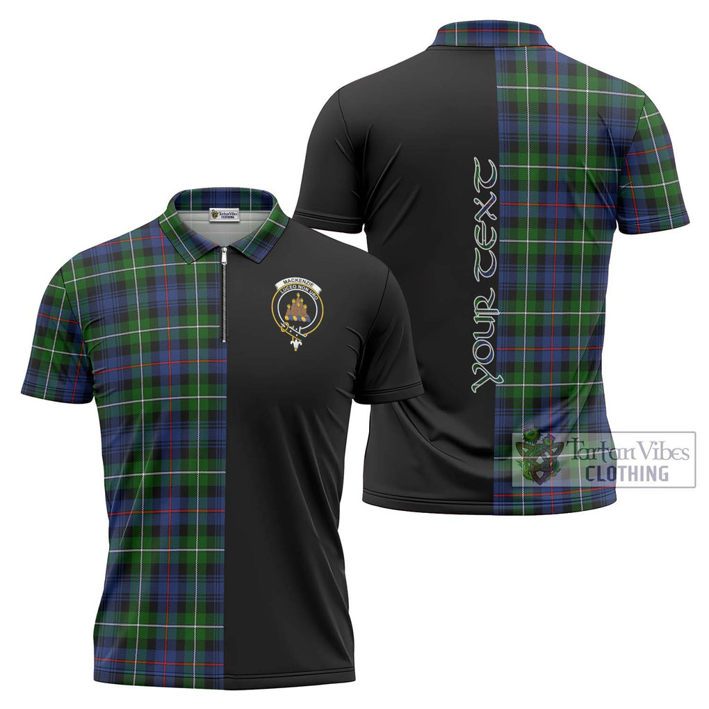 Tartan Vibes Clothing Mackenzie Modern #2 Tartan Zipper Polo Shirt with Family Crest and Half Of Me Style