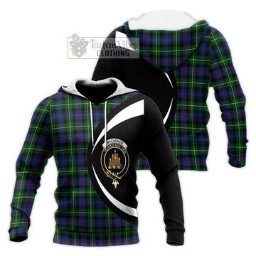 Mackenzie Modern #2 Tartan Knitted Hoodie with Family Crest Circle Style