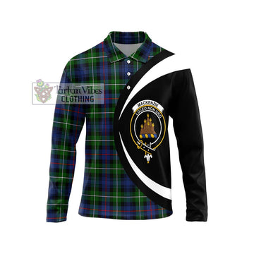 Mackenzie Modern #2 Tartan Long Sleeve Polo Shirt with Family Crest Circle Style