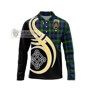 Mackenzie Modern #2 Tartan Long Sleeve Polo Shirt with Family Crest and Celtic Symbol Style