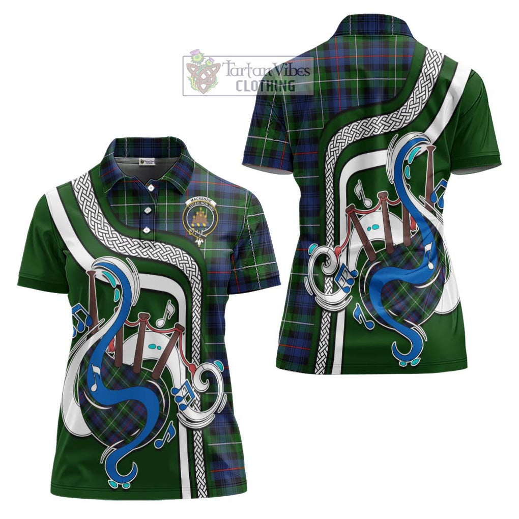 Tartan Vibes Clothing Mackenzie Modern #2 Tartan Women's Polo Shirt with Epic Bagpipe Style