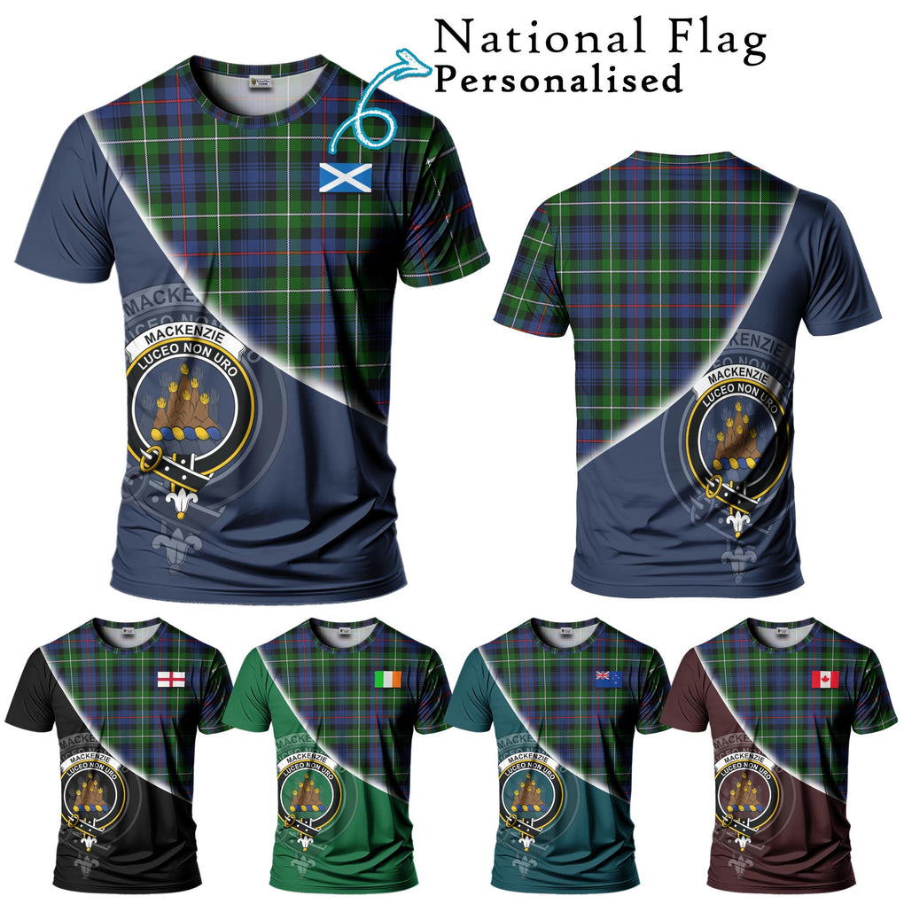 Tartan Vibes Clothing Mackenzie Modern #2 Tartan T-Shirt with Personalised National Flag and Family Crest Half Style