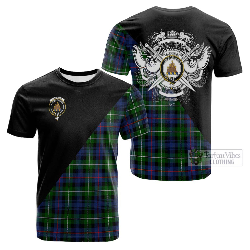 Tartan Vibes Clothing Mackenzie Modern #2 Tartan Cotton T-shirt with Family Crest and Military Logo Style