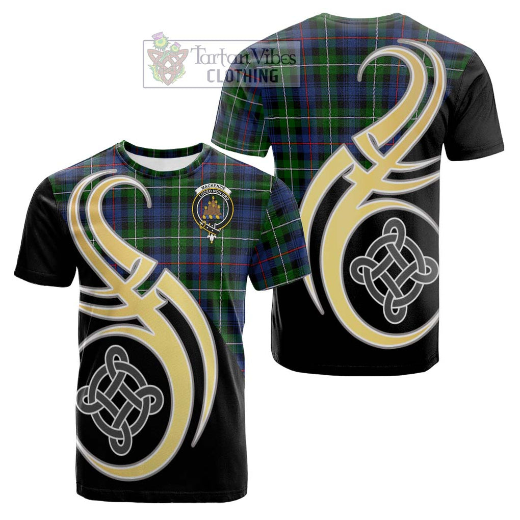 Tartan Vibes Clothing Mackenzie Modern #2 Tartan Cotton T-shirt with Family Crest and Celtic Symbol Style