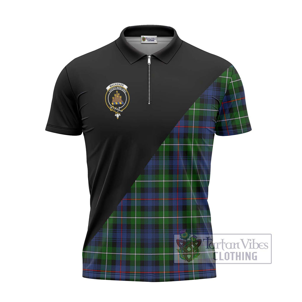 Tartan Vibes Clothing Mackenzie Modern #2 Tartan Zipper Polo Shirt with Family Crest and Military Logo Style