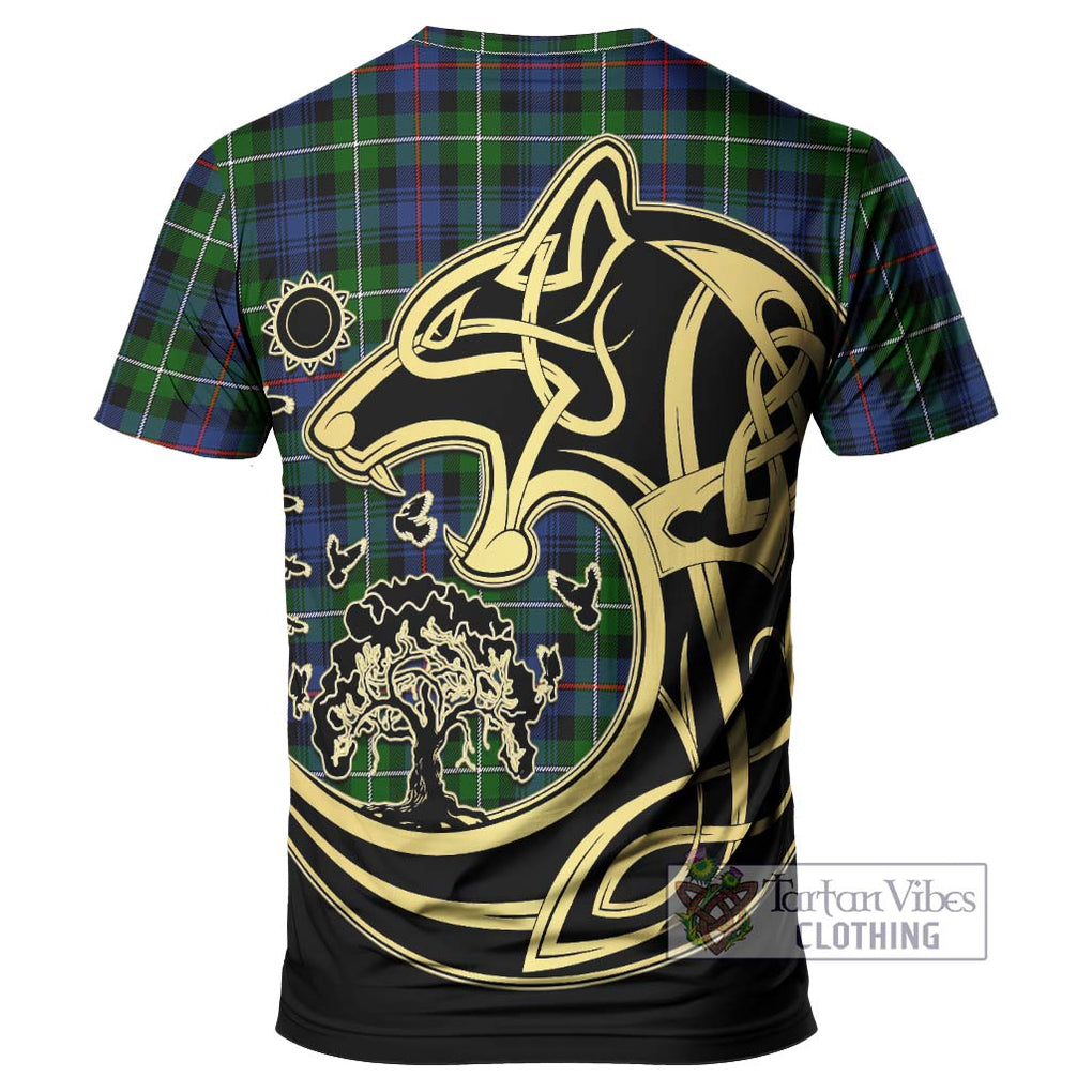 Tartan Vibes Clothing Mackenzie Modern #2 Tartan T-Shirt with Family Crest Celtic Wolf Style