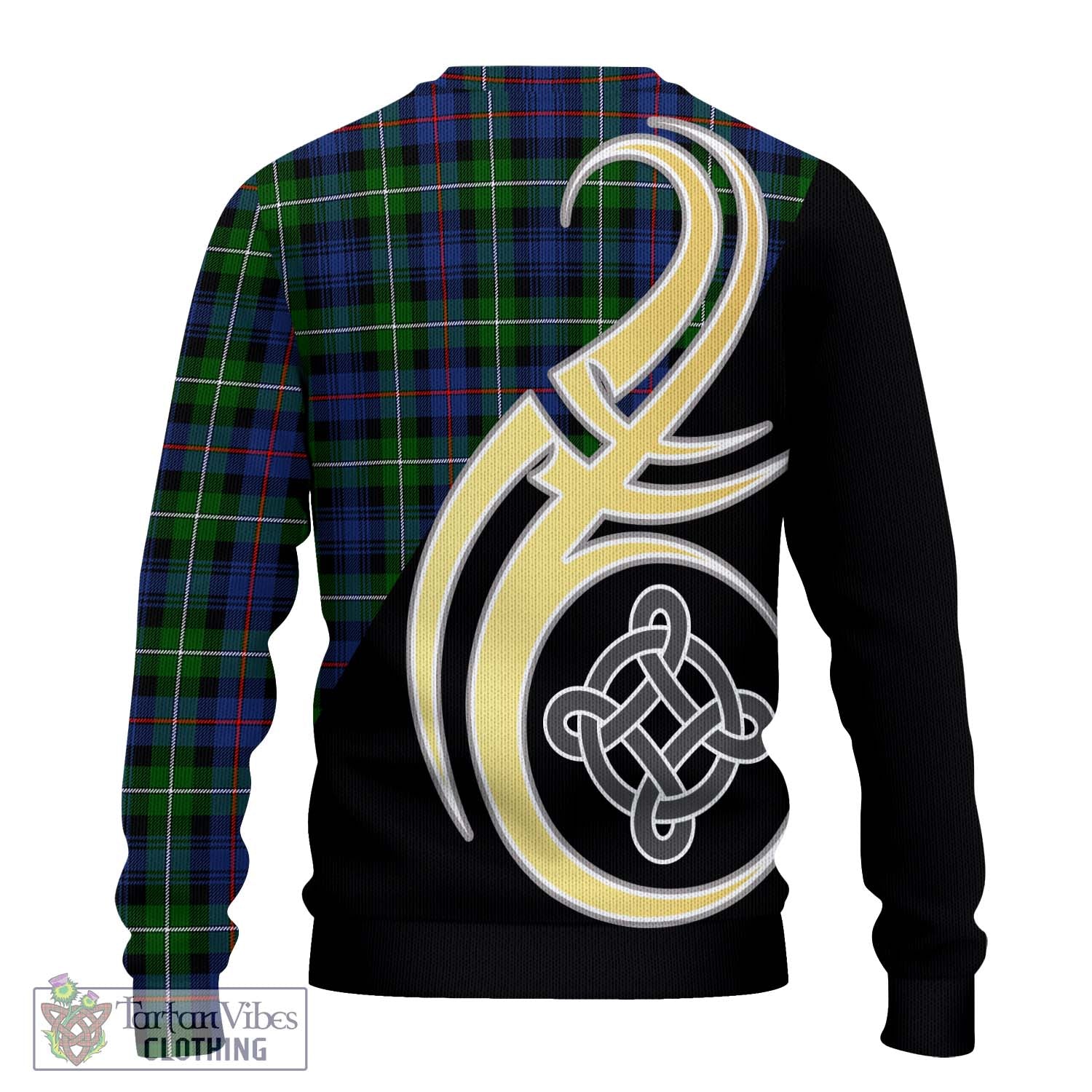 Tartan Vibes Clothing Mackenzie Modern #2 Tartan Knitted Sweater with Family Crest and Celtic Symbol Style