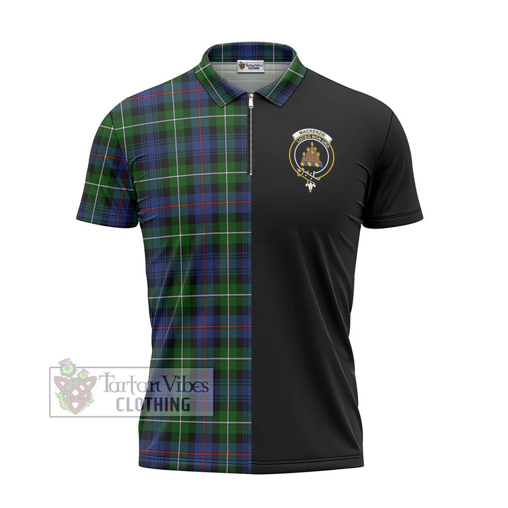 Tartan Vibes Clothing Mackenzie Modern #2 Tartan Zipper Polo Shirt with Family Crest and Half Of Me Style