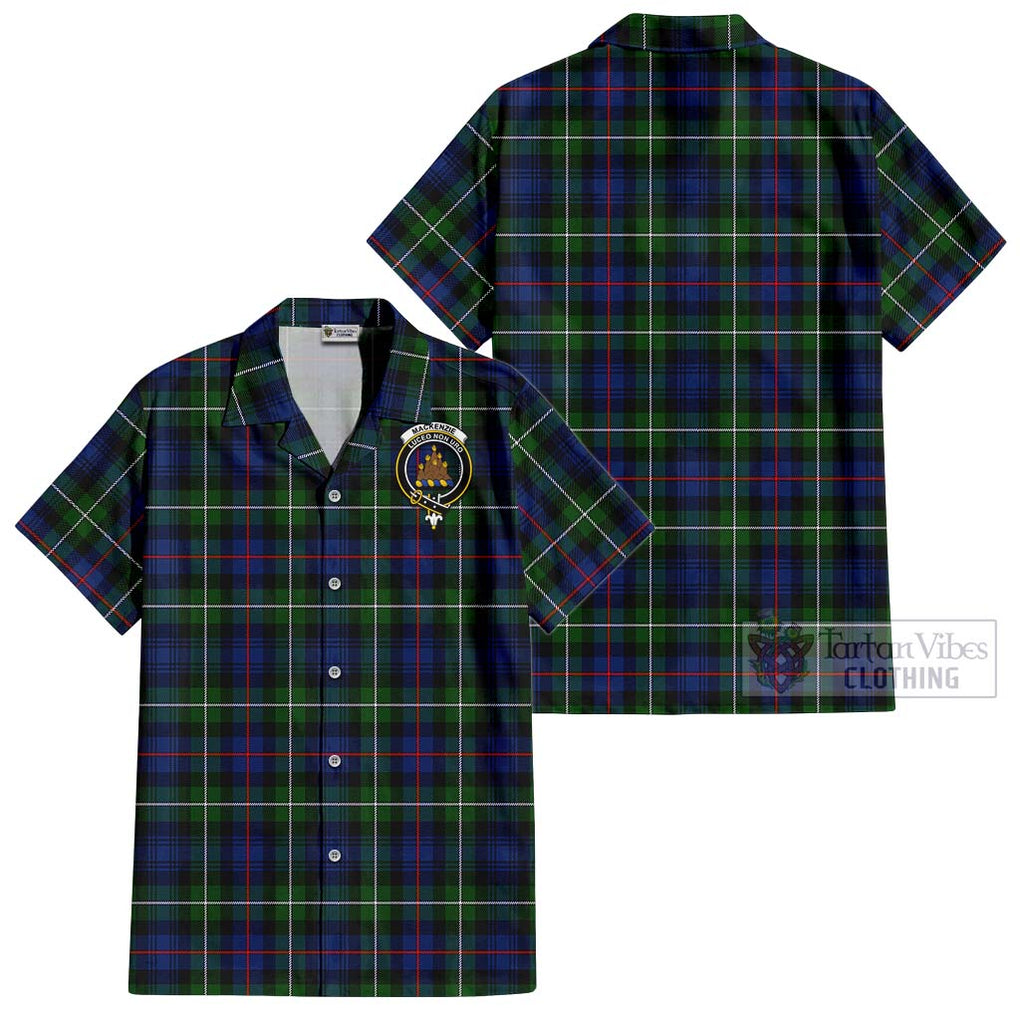 Tartan Vibes Clothing Mackenzie Modern #2 Tartan Cotton Hawaiian Shirt with Family Crest