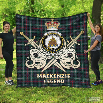 MacKenzie Modern Tartan Quilt with Clan Crest and the Golden Sword of Courageous Legacy