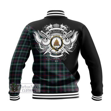 Mackenzie Modern Tartan Baseball Jacket with Family Crest and Military Logo Style