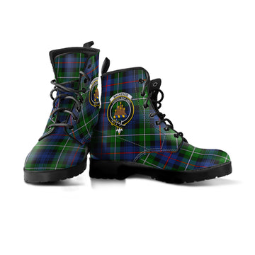 MacKenzie Modern Tartan Leather Boots with Family Crest