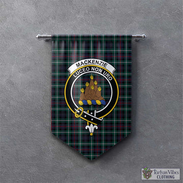 MacKenzie Modern Tartan Gonfalon, Tartan Banner with Family Crest