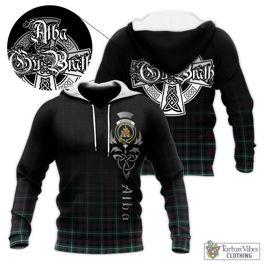 Tartan Vibes Clothing MacKenzie Modern Tartan Knitted Hoodie Featuring Alba Gu Brath Family Crest Celtic Inspired