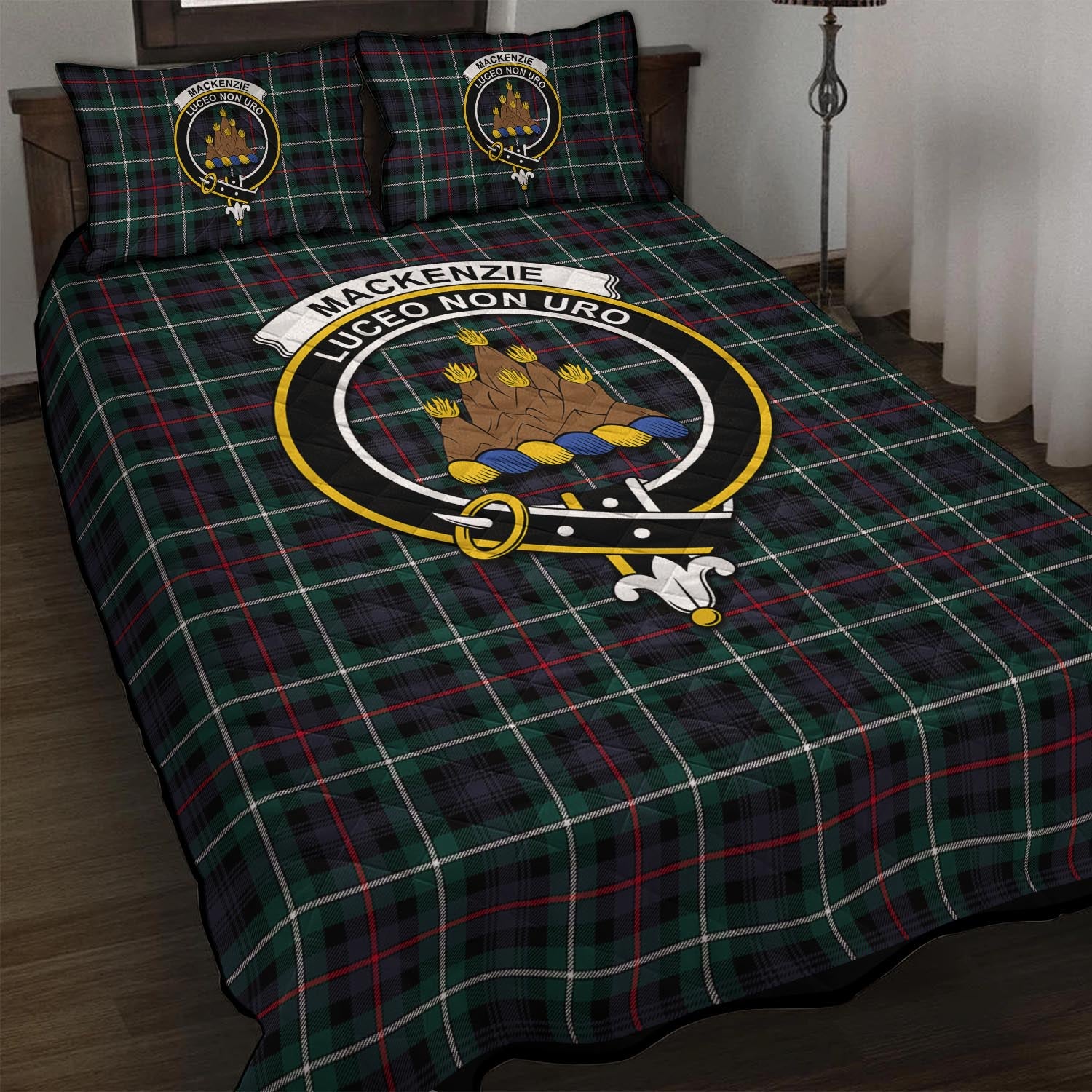 MacKenzie Modern Tartan Quilt Bed Set with Family Crest - Tartan Vibes Clothing