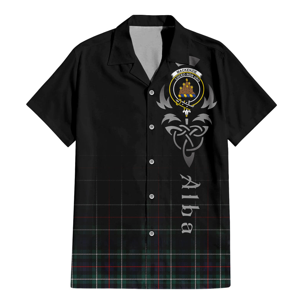 Tartan Vibes Clothing MacKenzie Modern Tartan Short Sleeve Button Up Featuring Alba Gu Brath Family Crest Celtic Inspired